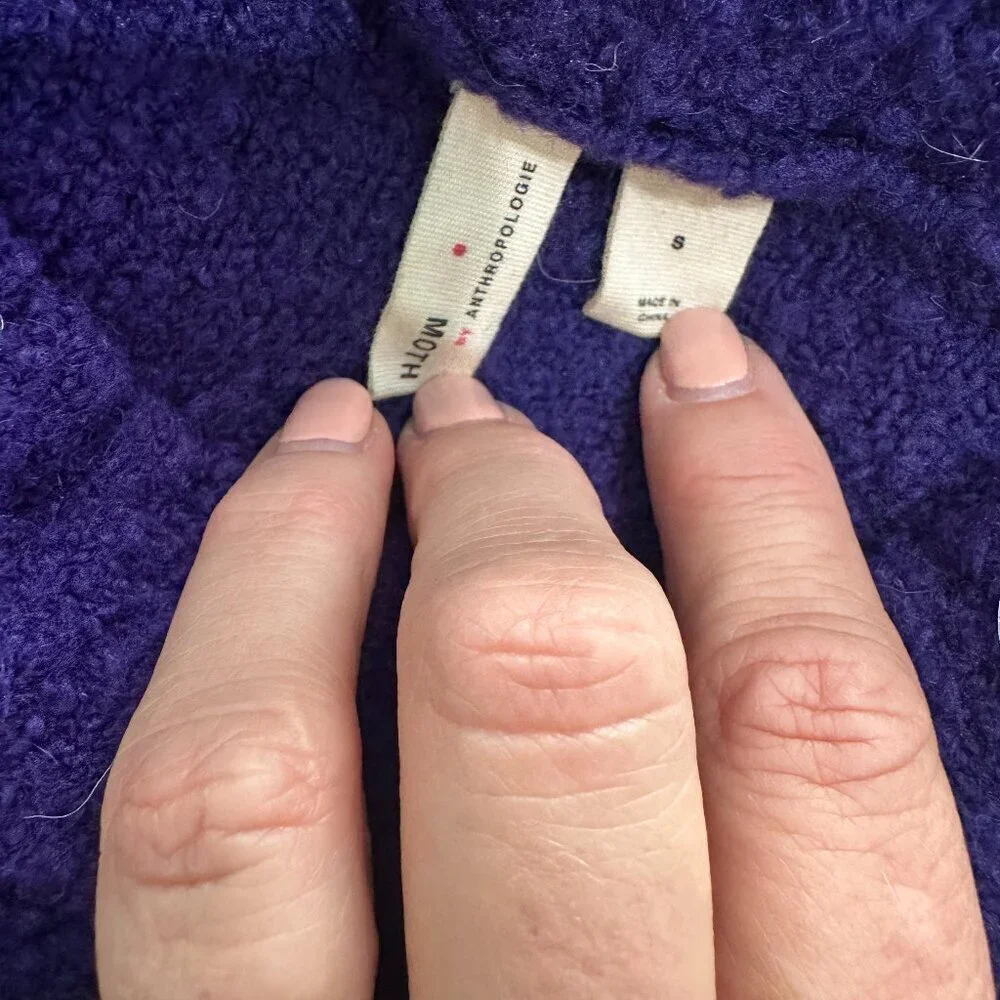 ANTHROPOLOGIE Moth Boucle Shoulder Cut Out Sweater Cobalt Blue Size Small - Picture 9 of 12